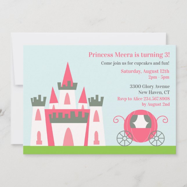 Invitation à la fête d'anniversaire de la princess (Devant)