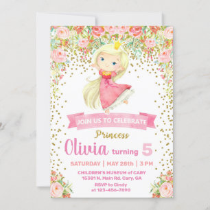 Invitation à la fête d'anniversaire de la princess