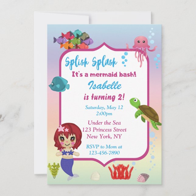 Invitation à la fête d'anniversaire de la Sirène (Devant)