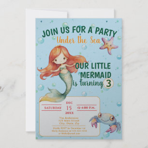 Invitation à la fête d'anniversaire de la Sirène