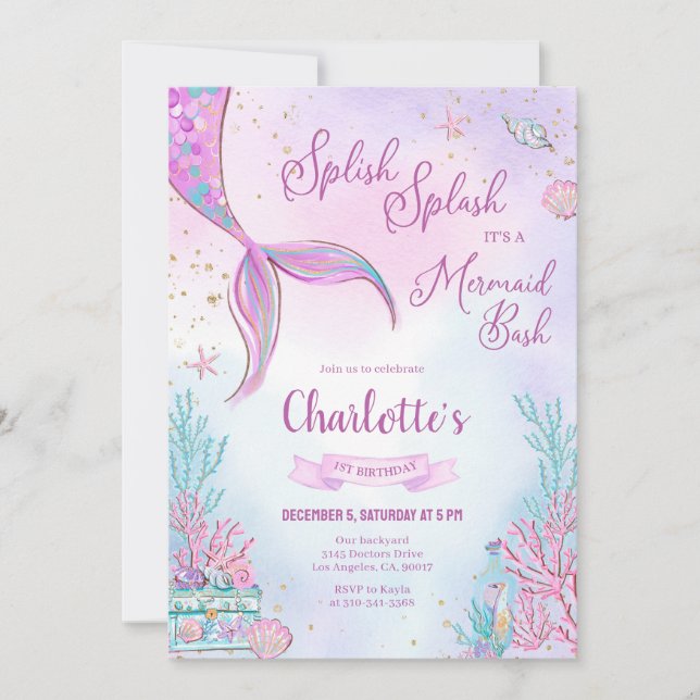 Invitation à la fête d'anniversaire de la Sirène (Devant)