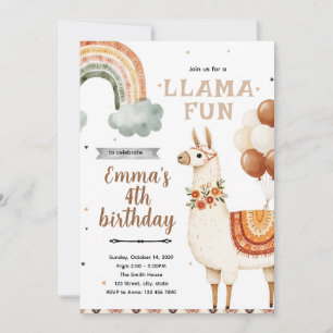 Invitation à la fête d'anniversaire de Lama Boho
