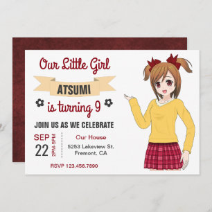 Invitation à la fête d'anniversaire de l'Anime jap