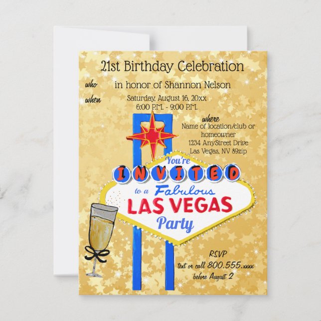 Invitation à la fête d'anniversaire de Las Vegas (Devant)