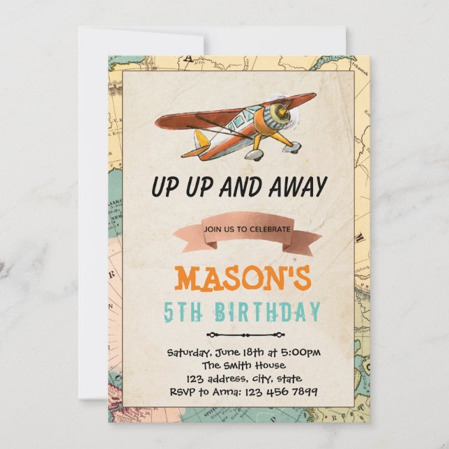 Invitation à la fête d'anniversaire de l'avion (Devant)
