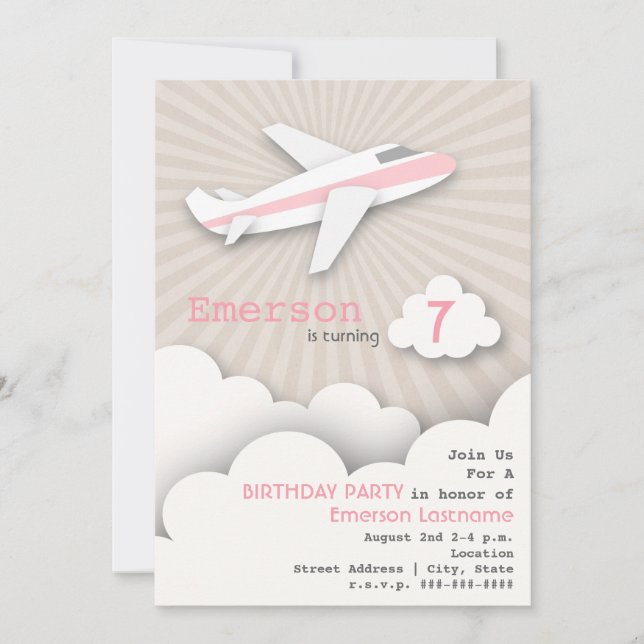 Invitation à la fête d'anniversaire de l'avion - r (Devant)