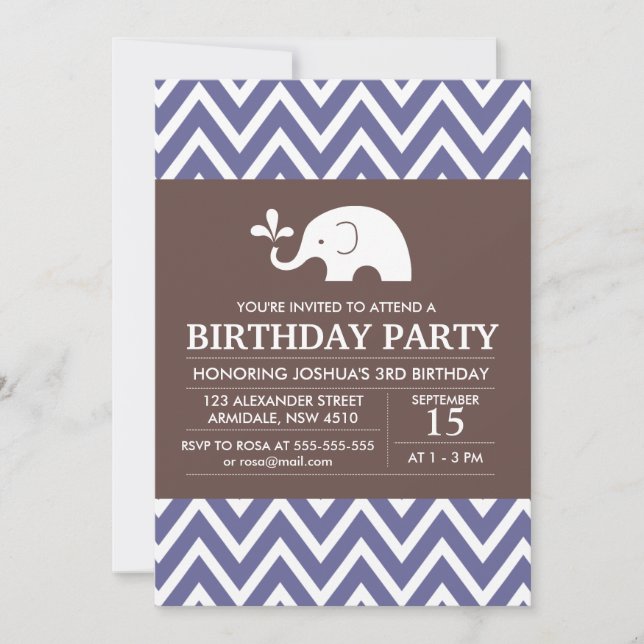 Invitation à la fête d'anniversaire de l'éléphant (Devant)