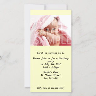 Invitation à la fête d'anniversaire de l'enfant