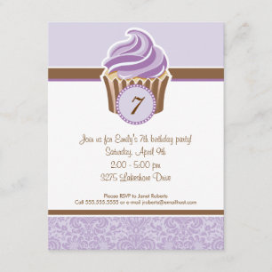 Invitation à la fête d'anniversaire de Lilac Cupca