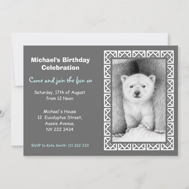 Invitation à la fête d'anniversaire de l'Ours pola (Devant)