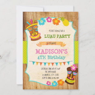 Invitation à la fête d'anniversaire de Luau