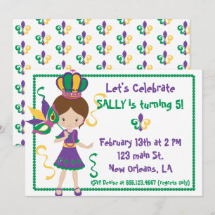 Invitation À La Fête D'Anniversaire De Mardi Gras 