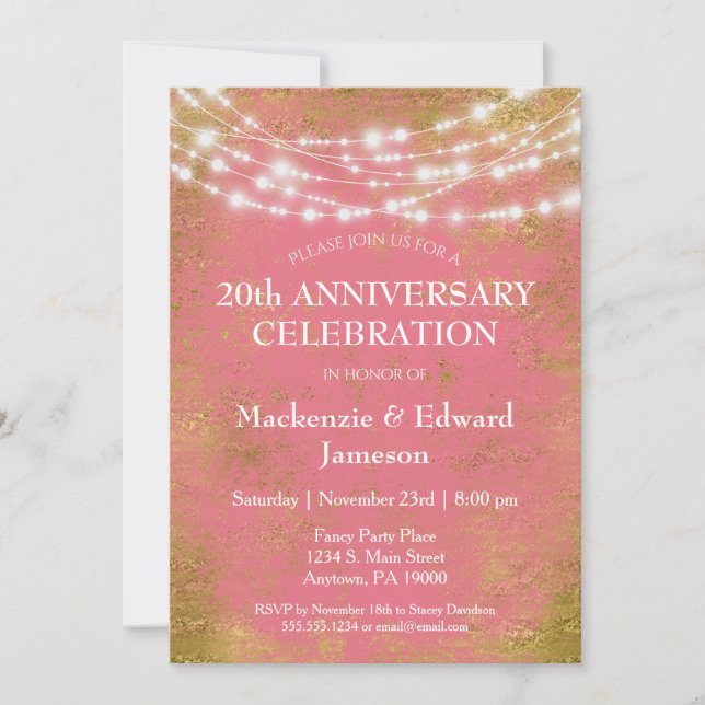 Invitation à la fête d'anniversaire de mariage aux (Devant)