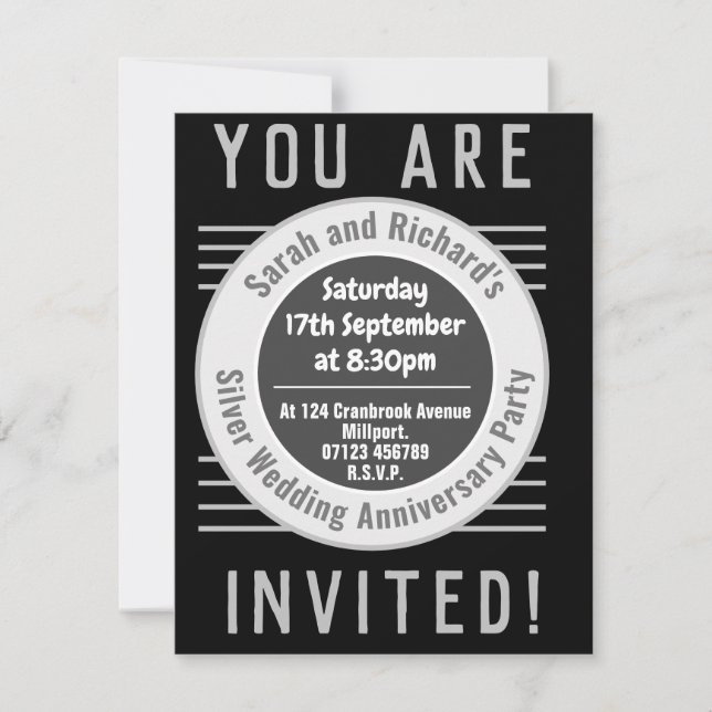 Invitation à la fête d'anniversaire de mariage en  (Devant)