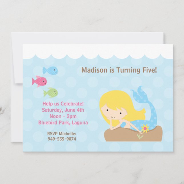 Invitation à la fête d'anniversaire de Mermaid (Devant)