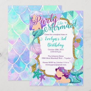 Invitation à la fête d'anniversaire de Mermaid - G