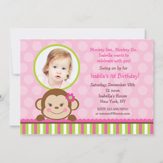 Invitation à la fête d'anniversaire de Mod Monkey (Devant)