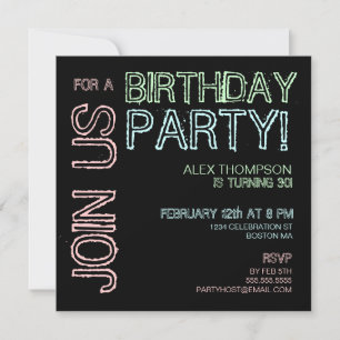 Invitation à la fête d'anniversaire de Modern Ligh