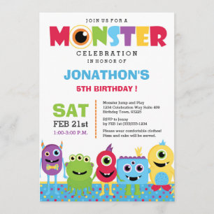Invitation à la fête d'anniversaire de Monster