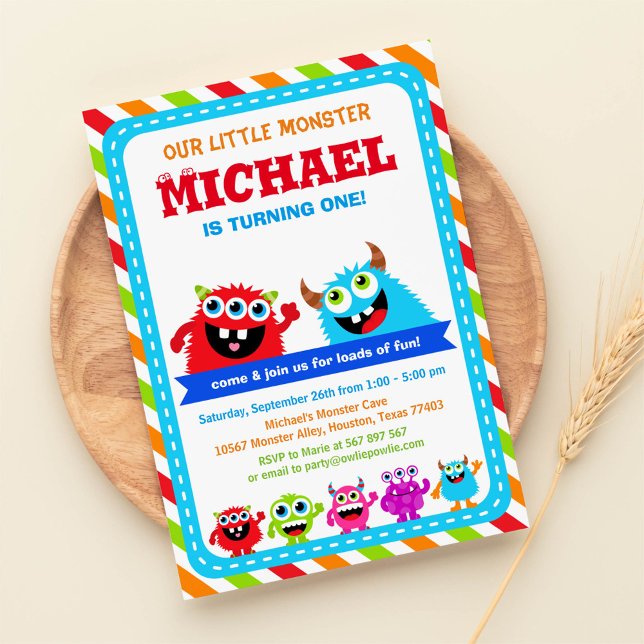 Invitation à la fête d'anniversaire de Monster Bas (Créateur téléchargé)