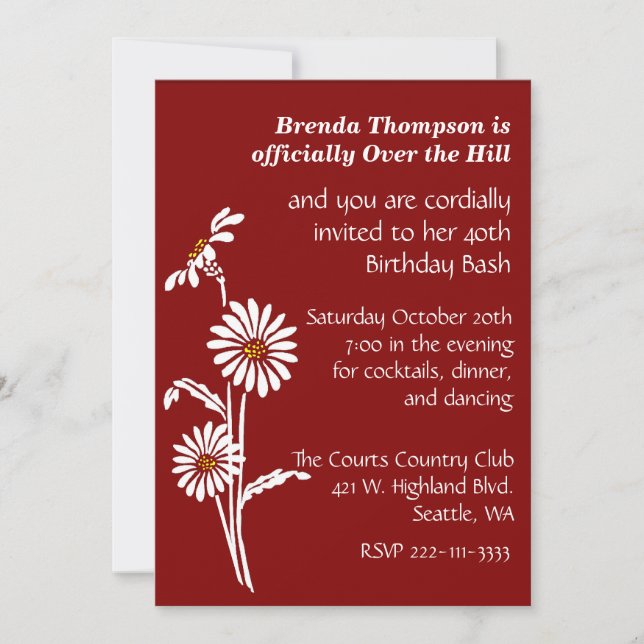 Invitation à la fête d'anniversaire de Over the Hi (Devant)