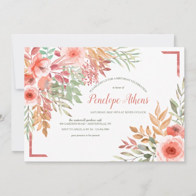 Invitation à la fête d'anniversaire de Peachy (Devant)