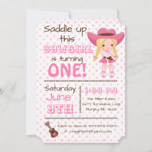 Invitation à la fête d'anniversaire de Pink Cowgir