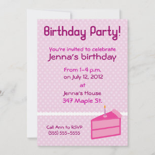 Invitation à la fête d'anniversaire de Pink Polka