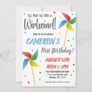 Invitation à la fête d'anniversaire de Pinwheel
