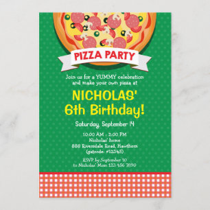Invitation à la fête d'anniversaire de Pizza