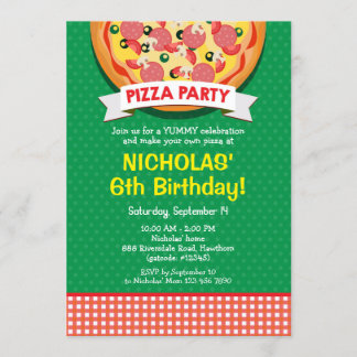 Invitation à la fête d'anniversaire de Pizza
