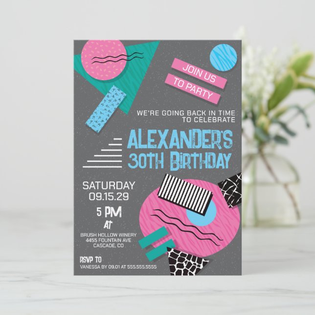 Invitation à la fête d'anniversaire de Retro 90 (Debout devant)