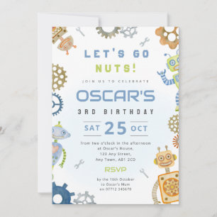 Invitation à la fête d'anniversaire de Robot Boy