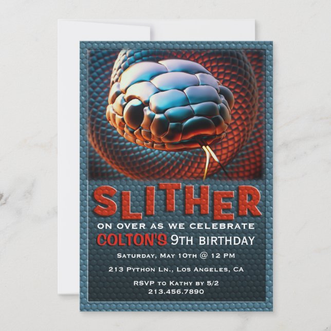 Invitation à la fête d'anniversaire de Slither Sna (Devant)