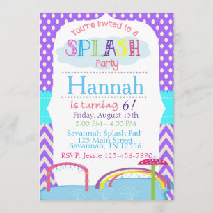 Invitation à la fête d'anniversaire de Splash Pad