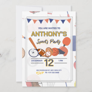 Invitation à la fête d'anniversaire de sport All-S