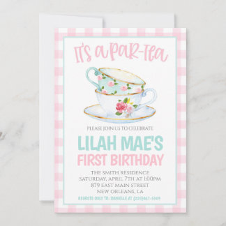 Invitation à la fête d'anniversaire de thé