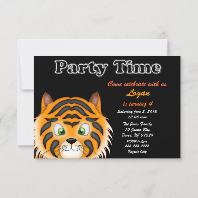 Invitation à la fête d'anniversaire de Tiger (Devant)