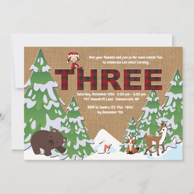 Invitation à la fête d'anniversaire de Winter Thre (Devant)