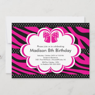 Invitation à la fête d'anniversaire de Zebra Tween