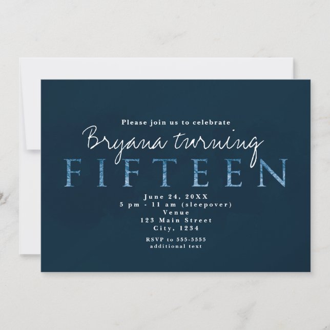 Invitation à la fête d'anniversaire des 15 ans Blu (Devant)