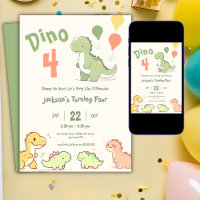 Invitation à la fête d'anniversaire des 4 ans Dino