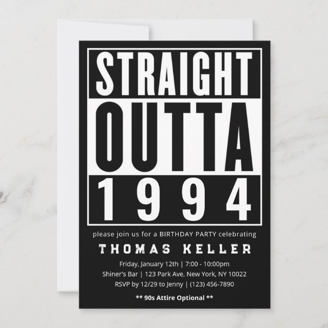 Invitation à la fête d'anniversaire des Hip hop de (Devant)