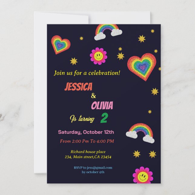 Invitation à la fête d'anniversaire des jumeaux ar (Devant)