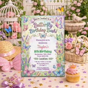 Invitation à la fête d'anniversaire des papillons
