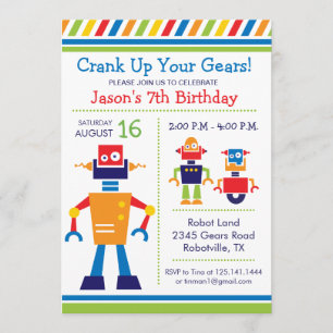 Invitation à la fête d'anniversaire des robots