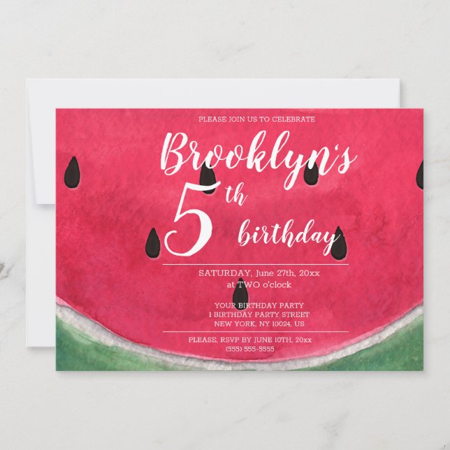 Invitation À La Fête D'Anniversaire D'Été Avec Wat (Devant)