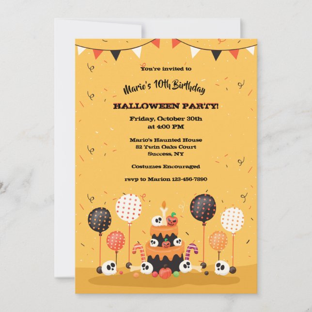 Invitation à la fête d'anniversaire d'Halloween (Devant)
