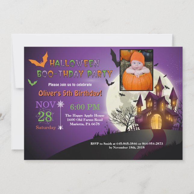 Invitation à la fête d'anniversaire d'Halloween (Devant)