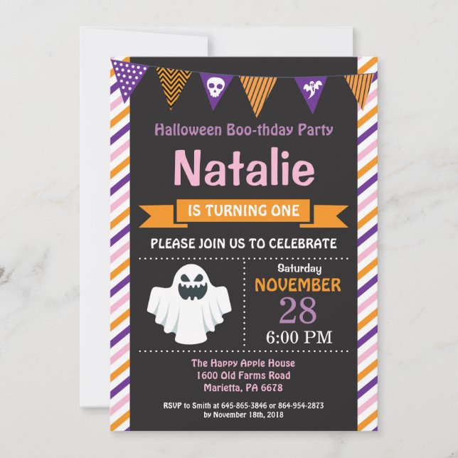 Invitation à la fête d'anniversaire d'Halloween (Devant)